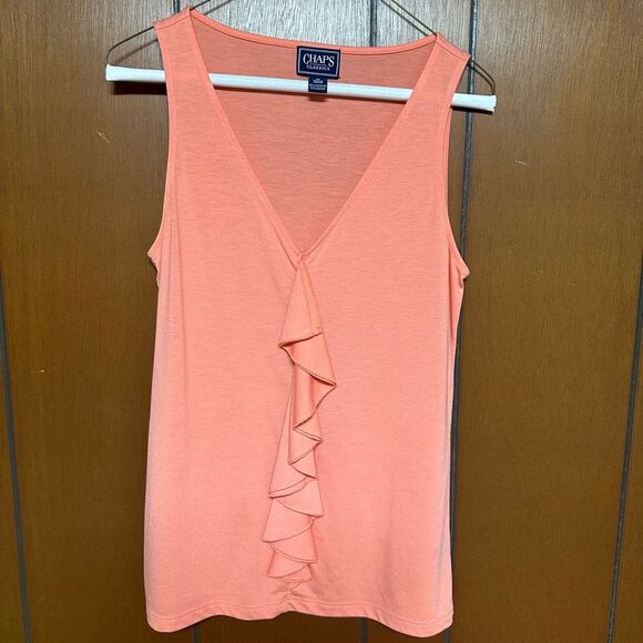 Chaps M Womens cut sleeves blouse with front ruffle design - Picture 4 of 4